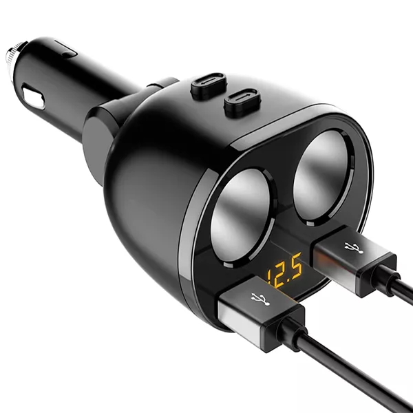 Разветвитель прикуривателя C06 с индикатором напряжения + 2 порта USB